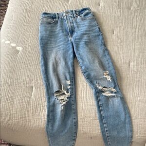 Good American Skinny Blue Distressed Denim